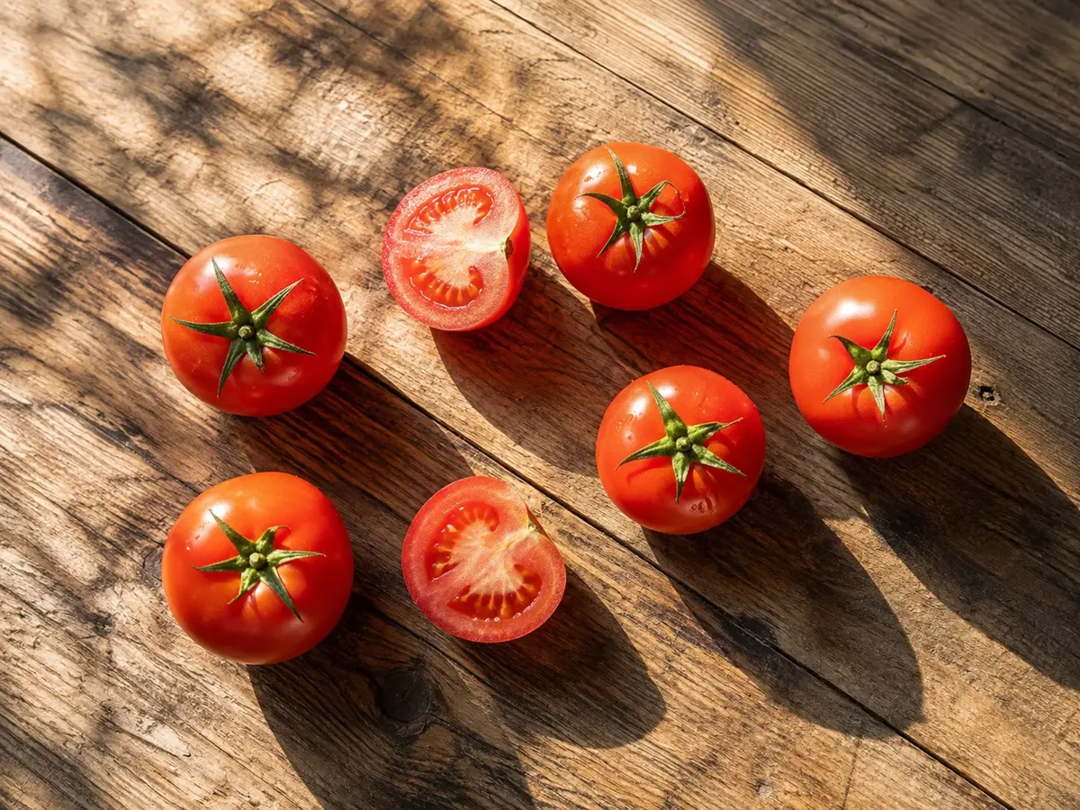 Fresh ripe tomatoes on the vine for a blood pressure-friendly food guide.