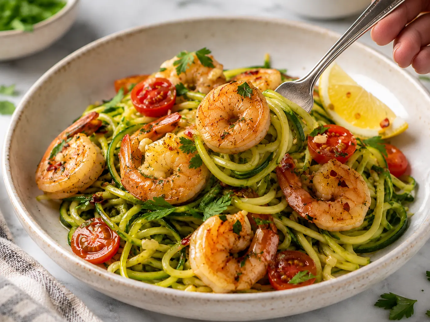 Garlic Shrimp Zucchini Noodles