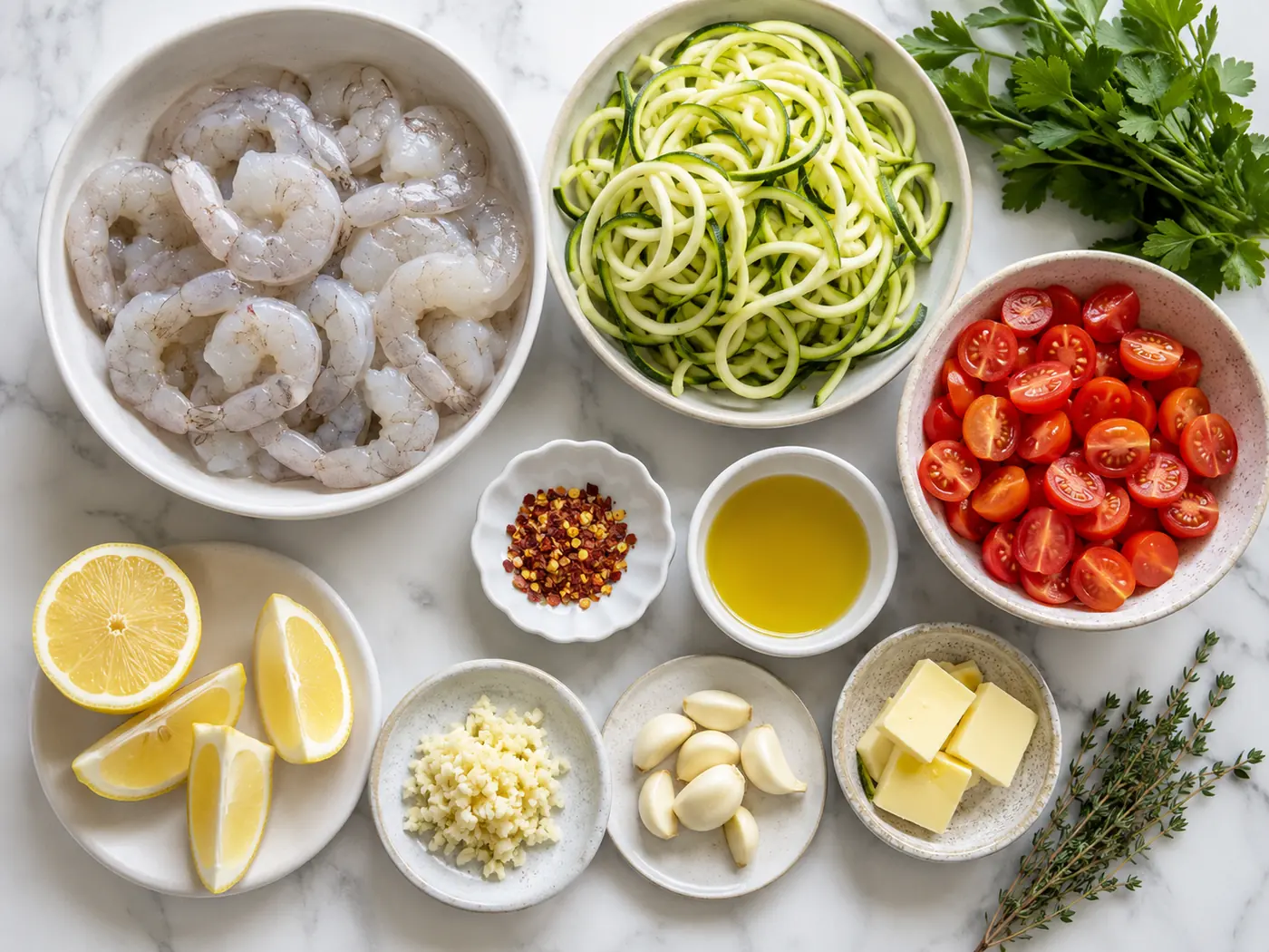 Garlic Shrimp Zucchini Noodles preparation