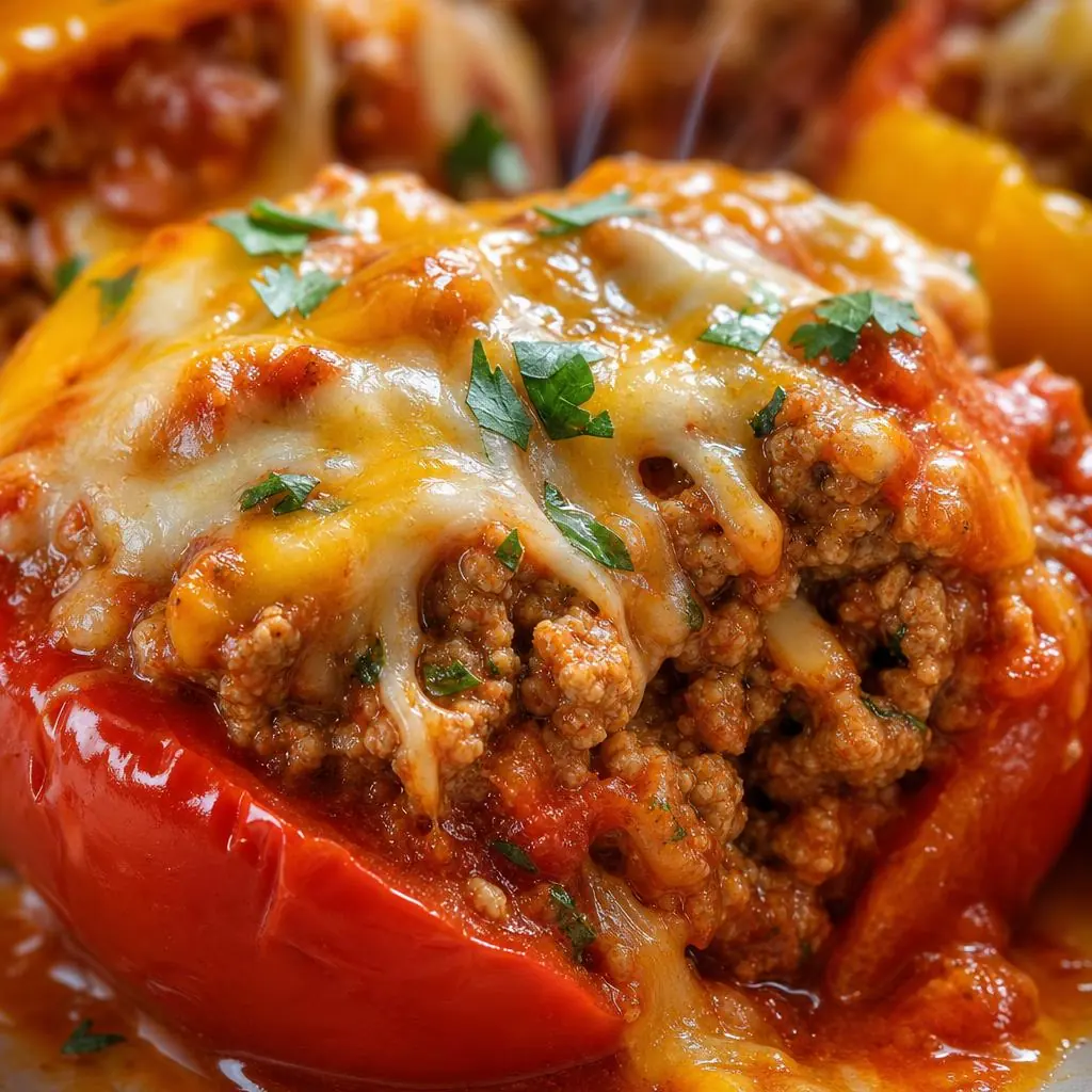 Ground Turkey Stuffed Peppers close up