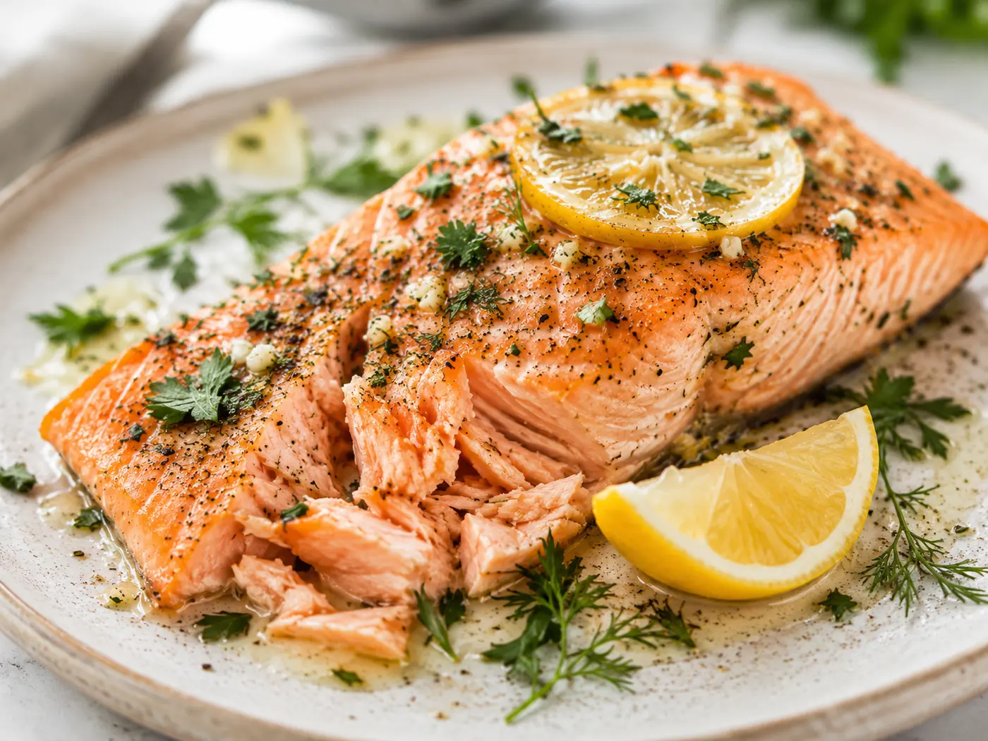 Lemon Herb Salmon close up