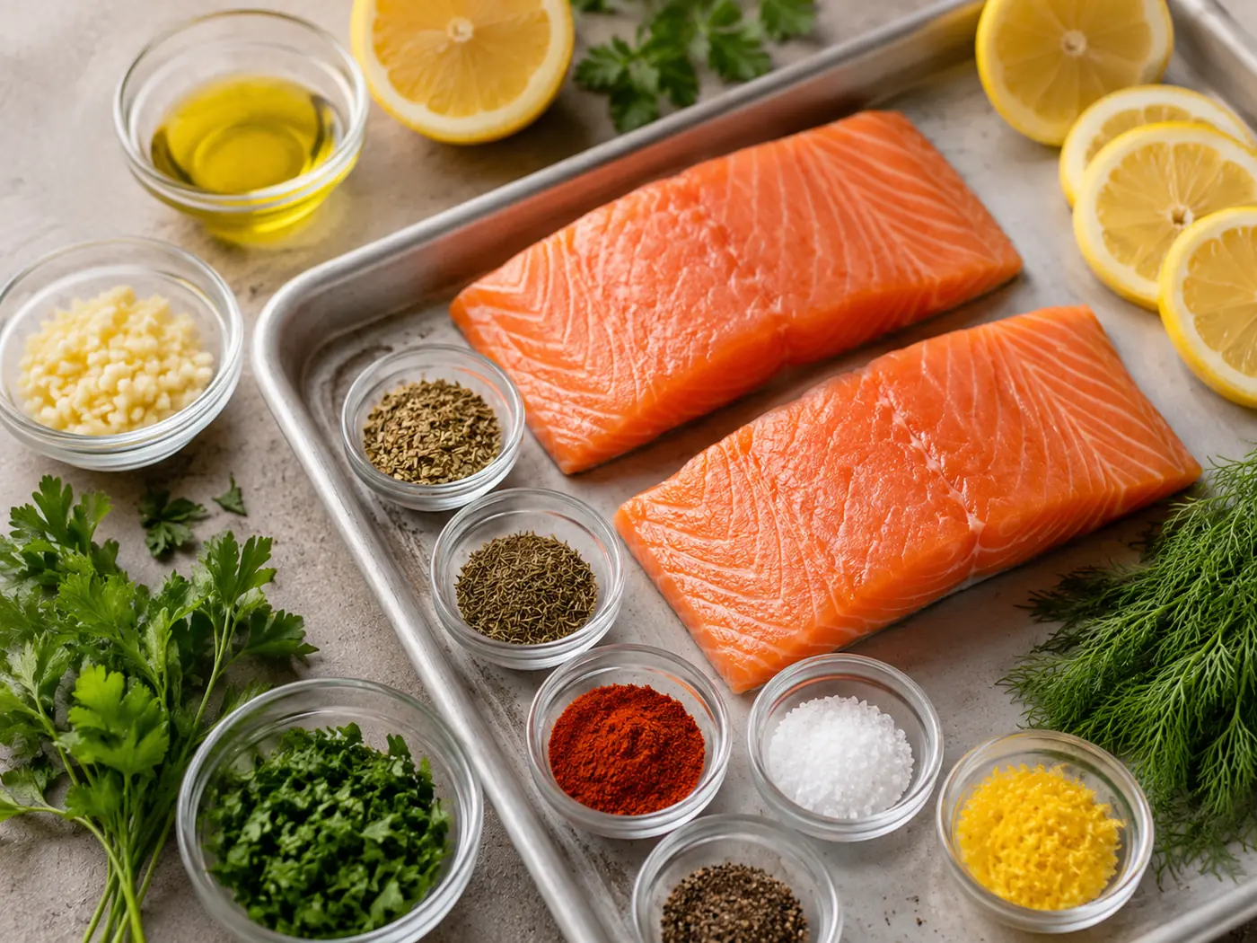Lemon Herb Salmon preparation